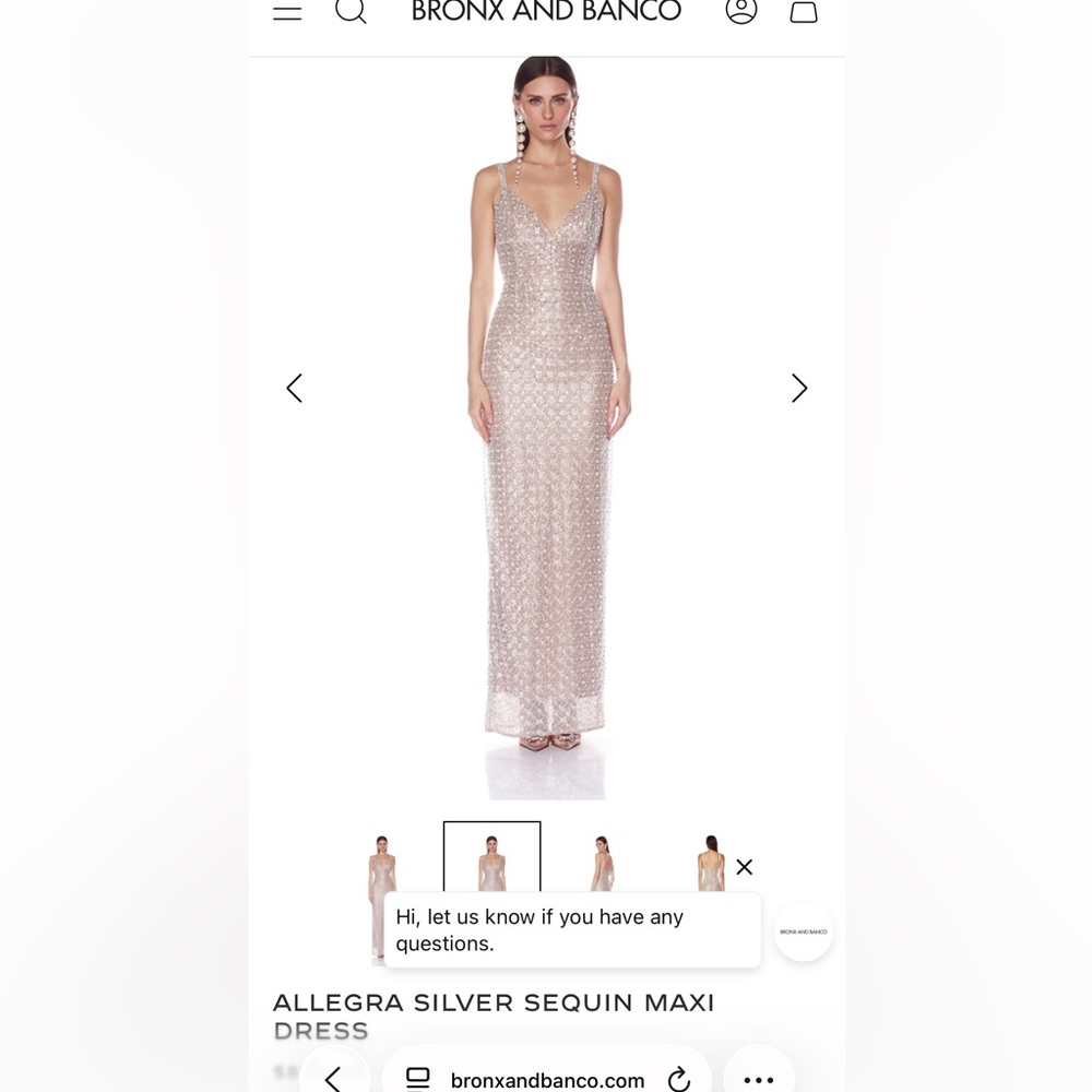 Bronx and Banco Silver Sequin Maxi Dress